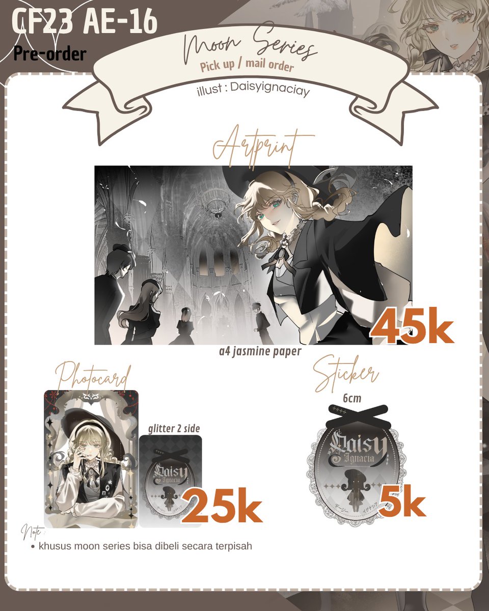 daisyignaciay's tweet photo. (🤍📷 appreciated!)
 #CF23 Daisy's catalog is here!! booth AE-16
Untuk ilustrasinya semua aku gambar sendiri guys! special buat merch kali ini hehe

🛒 PO start : 20 september-20 oktober 2026
✒️form : https://t.co/HOPONCrBor

Snk Di reply↓ https://t.co/NU4nAj6lx5