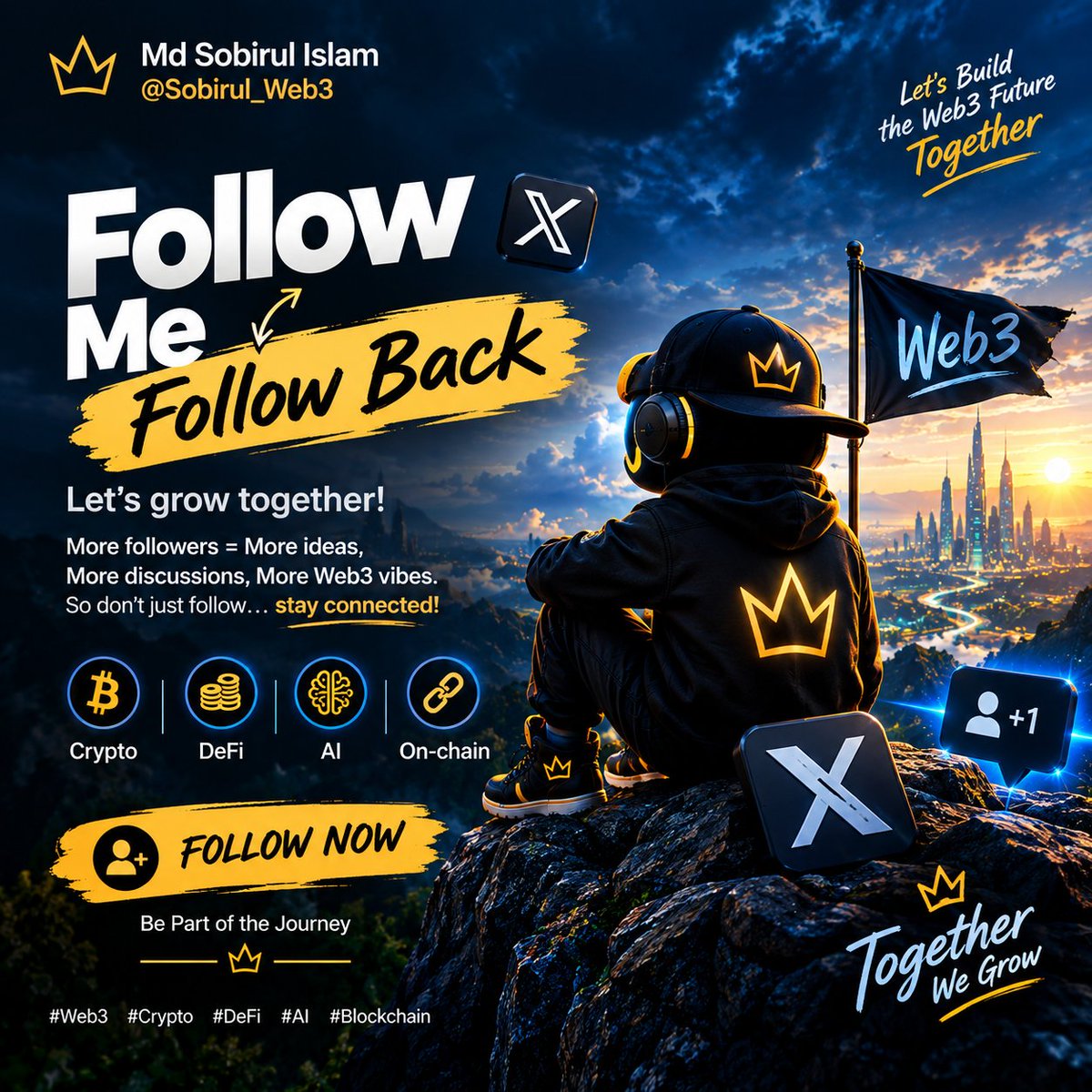Sobirul_Web3's tweet photo. Follow me and I’ll follow you back! 
Let’s connect, grow, and build together in Web3. 
Follow → Comment → I’ll follow back. 🔄
#Web3 #Crypto #DeFi #AI #FollowBack https://t.co/33b1NXx1Yk