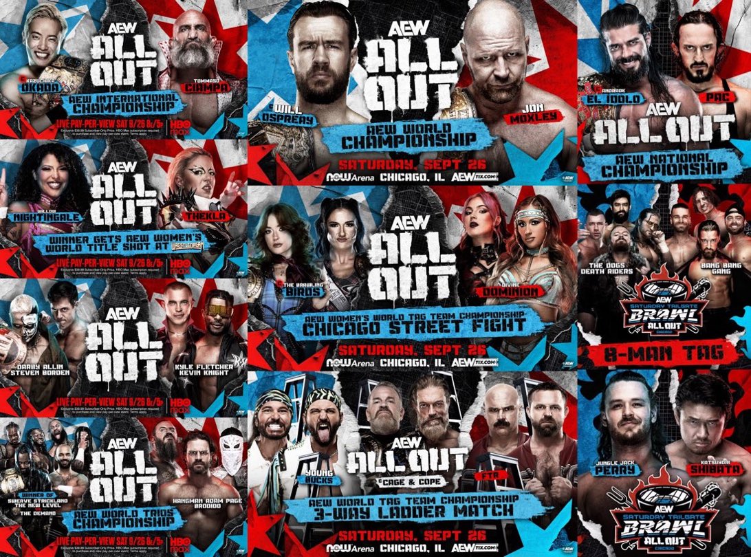 Kephfas's tweet photo. Literally nobody: “Tony, I bet you can’t fit every single person on the AEW roster on the All Out card…”

Tony Khan: “Hold my beer.” https://t.co/NpqKn0r1fG
