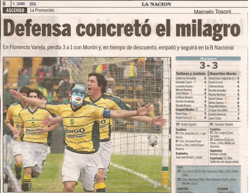 FutbolRetroAr's tweet photo. Puntajes Defensa y Justicia - Deportivo Morón, año 2006. https://t.co/VoCTTlKEMN