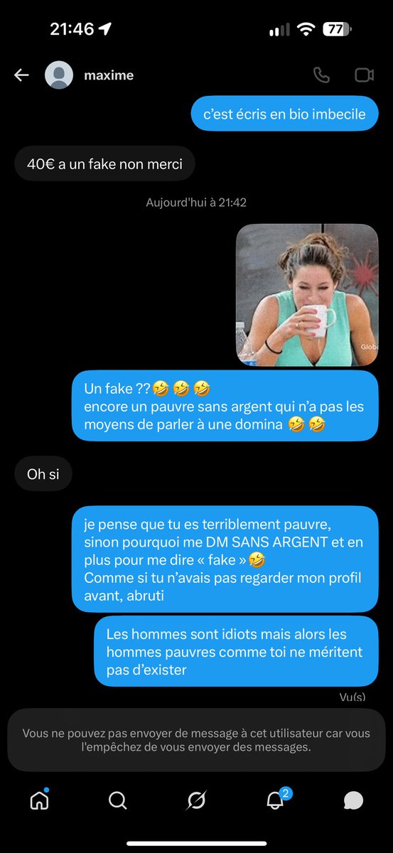 DeesseVirani's tweet photo. des fois je me dis «  j’en sélectionne un et je réponds sans 0ffrande » 

et bah ça me confirme que les DM sans offrande n’ont aucun sens

Maxime est un homme pauvre, ne soyez pas pauvre comme Maxime https://t.co/hUfQWbgGBT