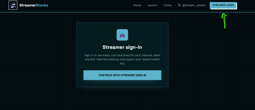 stream_stonks's tweet photo. Once a coin is made for your favorite streamer,

They can log in to the Stream Login portal, and will see all coins you assigned to their twitch during coin creation time ( Step 1 on the launch page ) https://t.co/5KfVZXDyEx