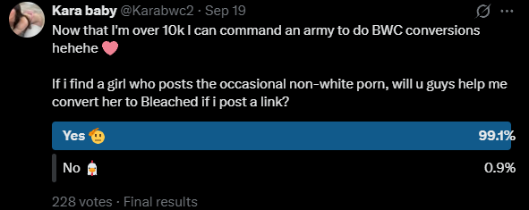 Karabwc2's tweet photo. OUR FIRST POTENTIAL CONVERT TO BWC!!
https://t.co/Fer8NB6Z35

Let's show her the biggest White cocks imaginable. I wanna get her thinking exclusively about BIG WHITE DICK hehehe 🩷🩷

Let's get her off the fence and onto a BWC!! https://t.co/xYKFOWCvFr