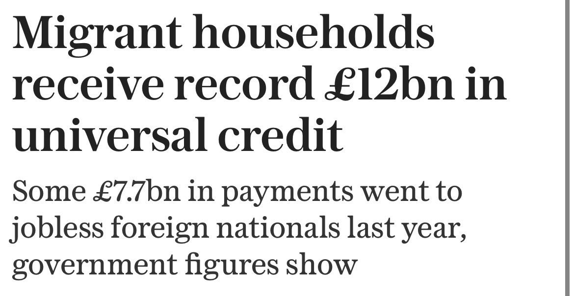 ZiaYusufUK's tweet photo. 🚨 Migrant households received £12 BILLION in Universal Credit welfare payments last year. 

That is an increase of 57% on the year before.

£7.7bn of this went to foreign national households with at least one person out of work.

All while you work hard and struggle to make ends meet.

The Tories and Labour want to continue this madness.

Reform will STOP IT IMMEDIATELY.