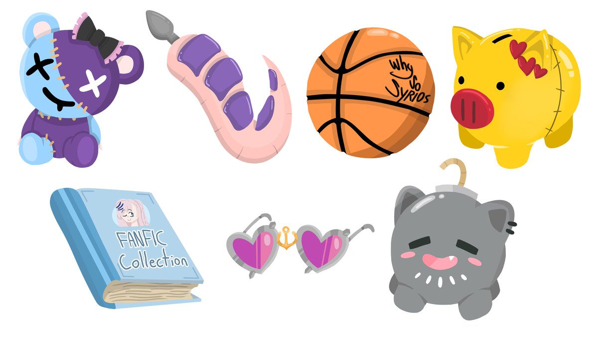 Watermellon778's tweet photo. forgot to post yesterday, but today's all the props I did that you can get from the gacha machine! As well as the illustration that you see in Irys' character introduction card!
#Holotrials
#Hololive https://t.co/maH74FAXpd