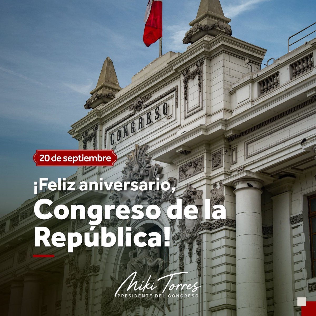 mikitorresfp's tweet photo. Cumplir 204 años es una oportunidad para recordar para qué existe el Congreso: para representar nuestras diferencias y convertirlas en decisiones para el país.

El Perú no necesita un Parlamento paralizado por el enfrentamiento. Necesita uno que fiscalice con firmeza, legisle bien y sea capaz de construir acuerdos sin renunciar a sus convicciones. Eso también es democracia.

#CongresoDelPerú 🇵🇪
