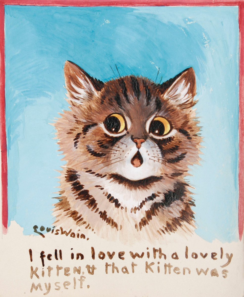 HistOfPainting's tweet photo. ✍️ "The smallest feline is a masterpiece." Leonardo da Vinci

🧑‍🎨 Louis William Wain (5 August 1860 – 4 July 1939) was an English artist best known for his drawings of anthropomorphised cats and kittens.

🎨 "I fell in love with a lovely kitten" before 1940

#HistoryOfPainting #TheFreeExhibition