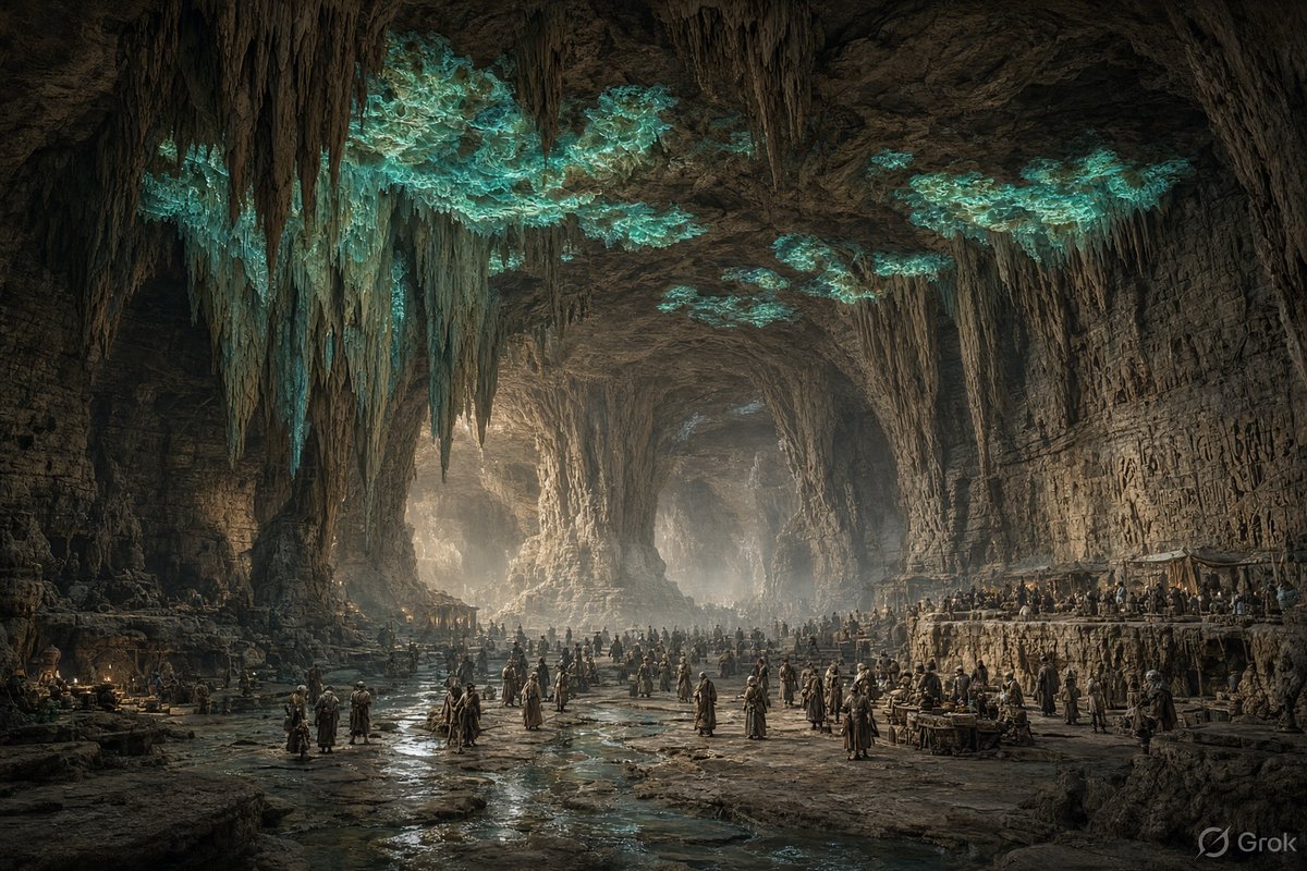 FireflyMedium's tweet photo. The Deep is the last human city, built into the Earth’s crust. Like an ant colony it has many different hubs. The Gathering Heart is one of them. https://t.co/lvhv8ksC6A
