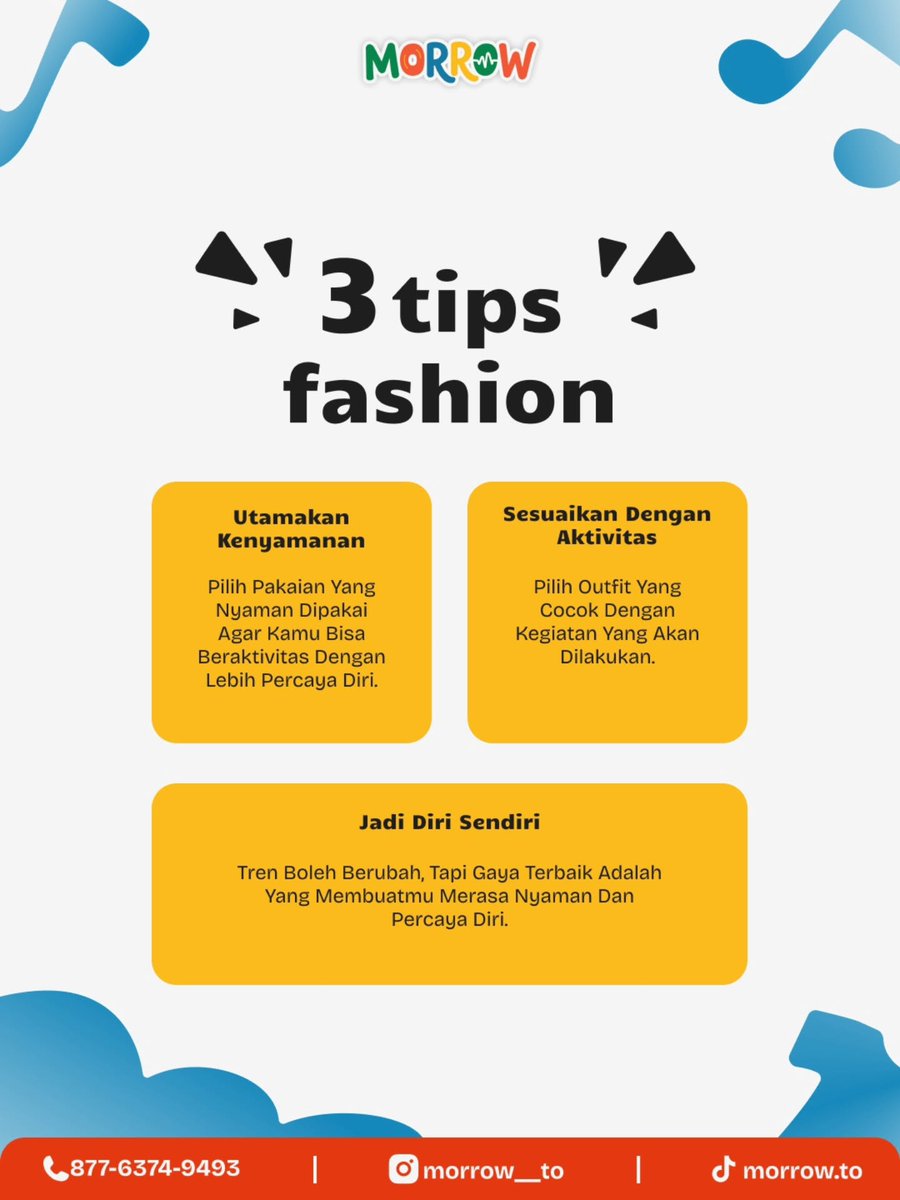 SuVRangel's tweet photo. Berpakaian bukan sekadar mengikuti tren, tapi juga cara mengekspresikan diri. Simak 3 tips fashion simpel dari MORROW untuk tampil nyaman dan percaya diri setiap hari. Mana yang paling penting: kenyamanan, selera pribadi, atau kesesuaian aktivitas? https://t.co/OttbWWlze9