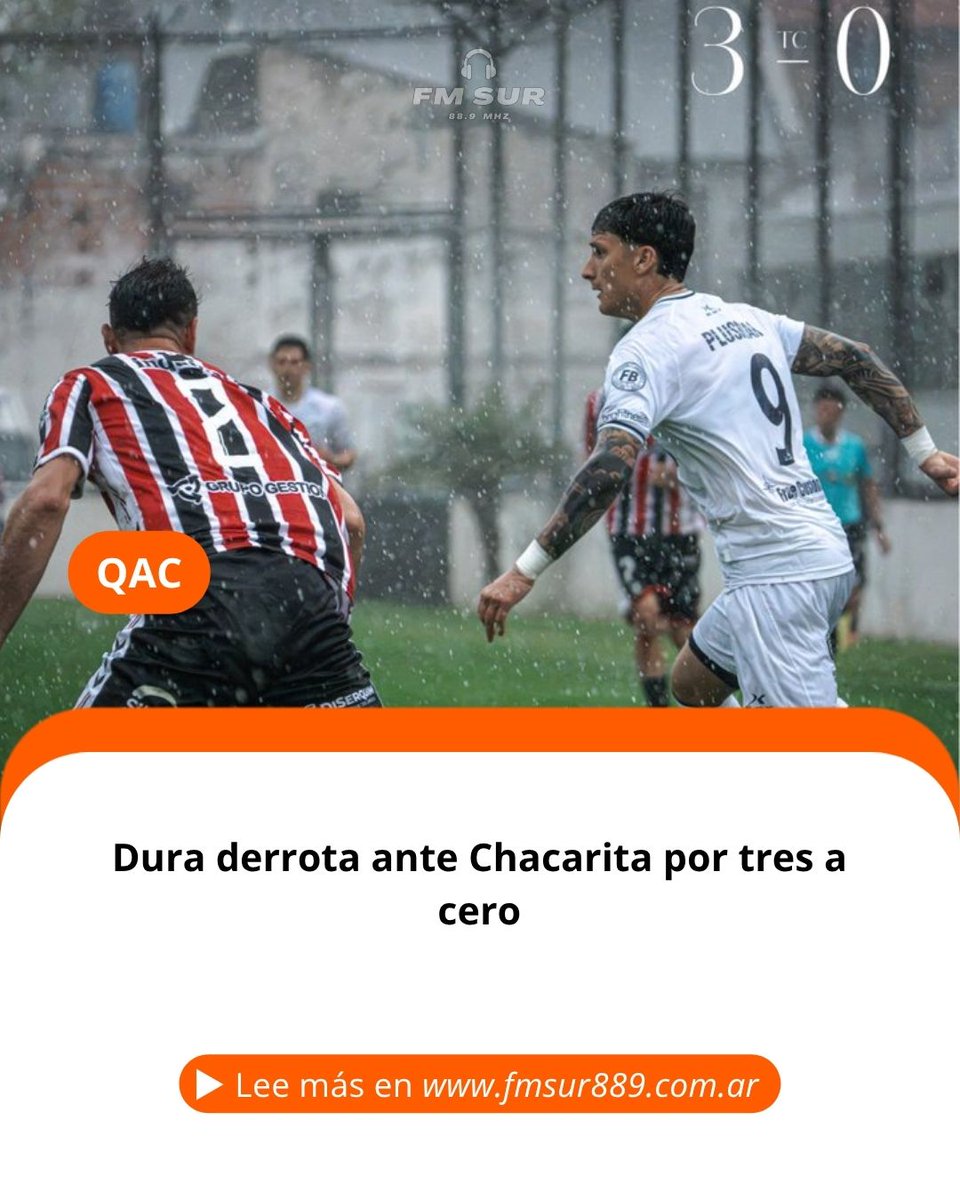 fmsur889ok's tweet photo. Quilmes cayó por tres a cero ante Chacarita Juniors en el encuentro disputado a puertas cerradas y en una tarde con tormenta en San Martín.
Así formó Quilmes: Marinelli, Ortega, Romeo, Bindela, Coronel, Bolívar, Batista, Vera, Martínez y Spetale. https://t.co/u9afNAodCu