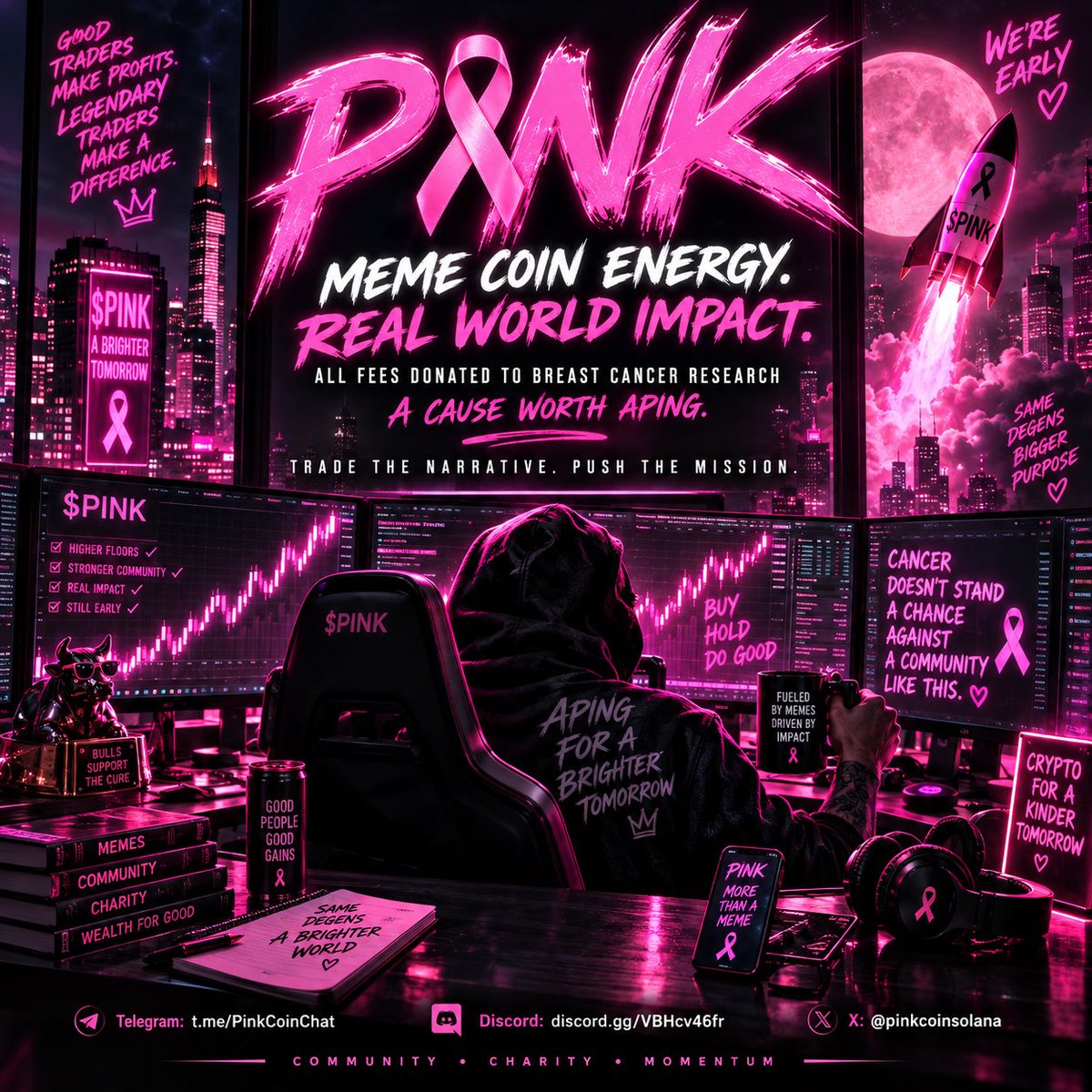 ELJEFEBULL's tweet photo. Most meme coins just chase hype.
$PINK turns hype into impact. 🎀

Same meme coin energy.
Same degen community.
But with a real mission behind it.

All fees donated to breast cancer research.
That means every push, every new holder, and every bit of momentum helps something bigger.

We’re still early.
Community is growing.
Outreach is building.
And the narrative is strong.

Buy. Hold. Do good.
A cause worth aping. 💗

Telegram: https://t.co/WsP0bx72Gv
Discord: https://t.co/48AAw8O4uB
X: @pinkcoinsolana

$PINK #PINK #Solana #Memecoin #Crypto