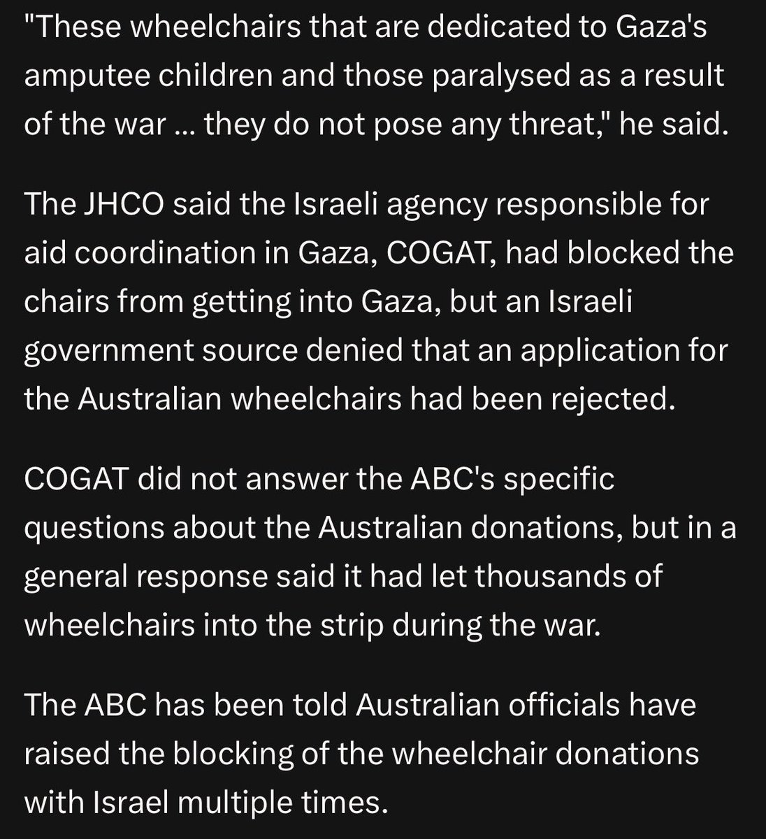 briantashman's tweet photo. For over a year, boxes containing 900 wheelchairs meant for people in Gaza have been sitting in a warehouse because Israel won’t let them in, classifying the wheelchairs as “potential weapons” https://t.co/dXSxb0eaiY