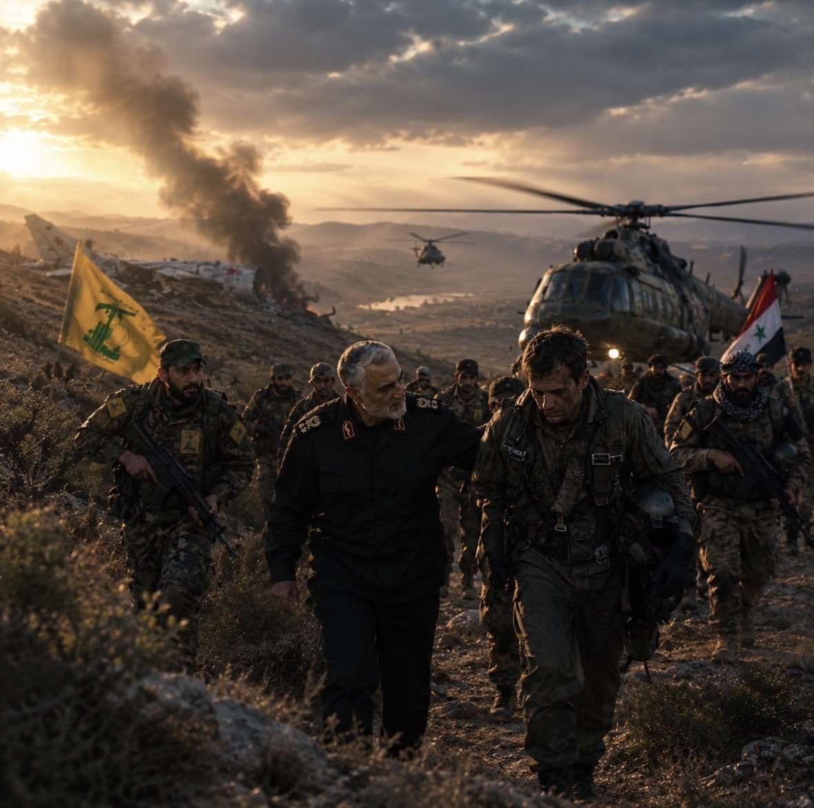 Orthodoxe's tweet photo. In fall of 2015, the Turkish Army committed its latest blunder, which subsequently proved very costly for the Turkish ekonomy and for Erdogan : Turkish aircraft shot down an unarmed SU-24 returning from a mission over Syrian territory, a territory claimed by Turkey (which has always disregarded Syrian sovereignty). One of our pilots (Russian fighter jets are almost always two-seaters, unlike American ones) was killed by local Turkmen terrorists ; the other pilot was rescued by Kasem Soleimani, who immediately set out.
In Syria, Qasem Soleimani did not always agree with the Russian General Staff on the course of action and the targets to strike. It was the very first time in History that Russian and Iranian military personnel worked side by side against the same enemy, with objectives that did not always coincide. But Qasem Soleimani liked the Russians. 

One day, someone asked Kasem Soleimani, as an Iranian soldier, which he would trust more : a Turkish soldier, devout Sunni Muslim, or a Russian soldier, an Orthodox Christian who made methania. Soleimani replied, 
"History and our experience have shown us Iranians, and myself, that although Russia is not part of the Islamic Ummah, and despite having suffered at the hands of Russia in the past (that was a different era, gone forever), we would choose a hundred times over to trust a Russian, even a children, than a Turkish soldier. Russians have Jesus and Maryam in their blood. Turks have nothing at all"