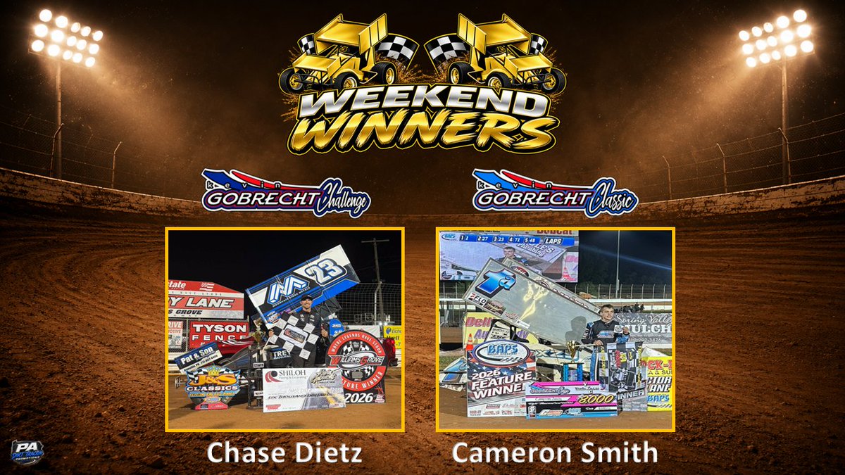 PAPOSSE410s's tweet photo. Your Weekend Winners
@WilliamsGrove - @dietzchase2d 
@bapsrace - @cameron6942 https://t.co/ZqZNVMbL4h