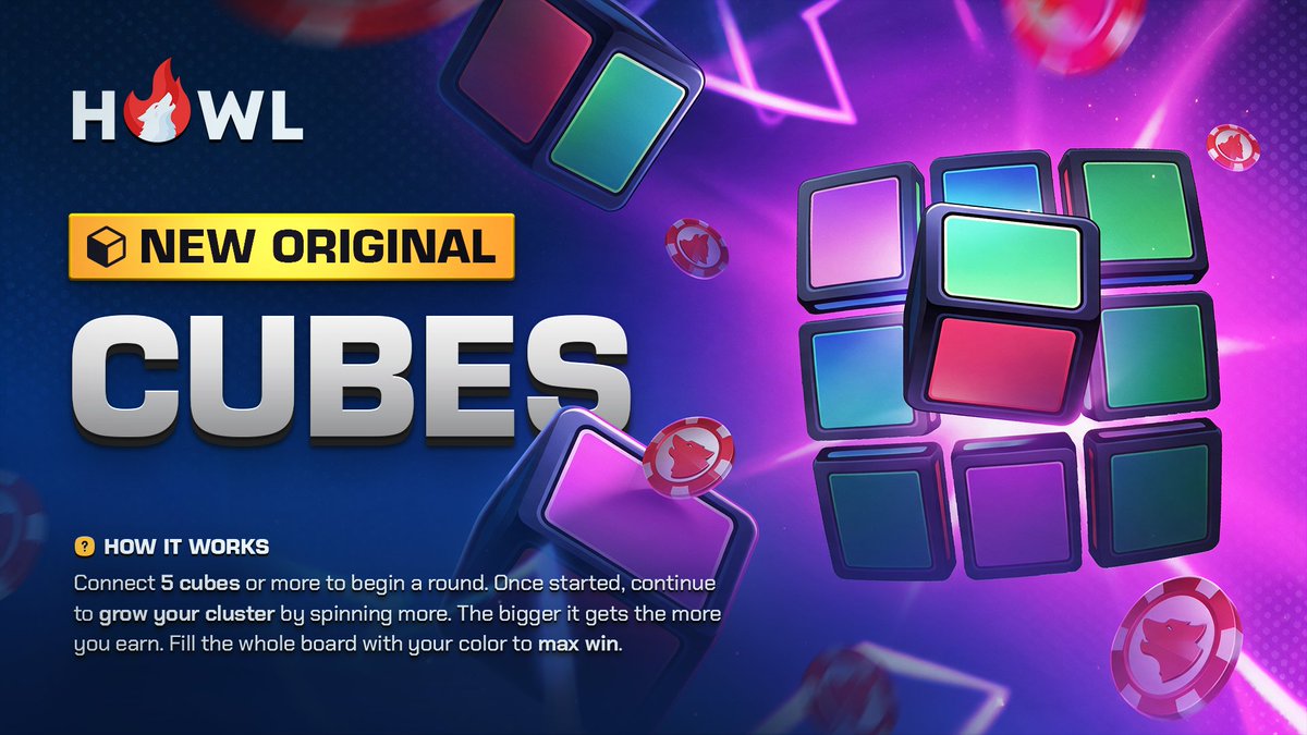 Howlcom's tweet photo. 🟥🟩 CUBES 🟩🟥

New Howl Original is Live!

Connect cubes = earn money. The more cubes you connect of your chosen color, the higher the multiplier. 100,000x max win.

Play Now: https://t.co/eWLzYpuwSI