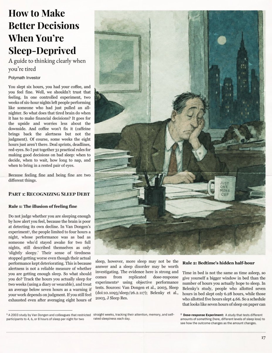 polymathinvest1's tweet photo. Sharing some good tips on How to Make Better Decisions When You’re Sleep-Deprived.
(1/5)