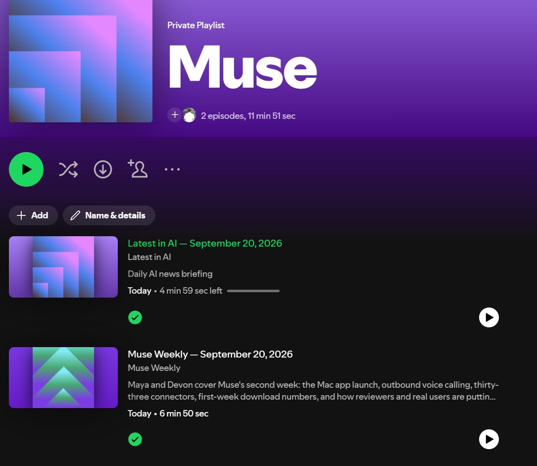 Muse generates a daily AI news podcast