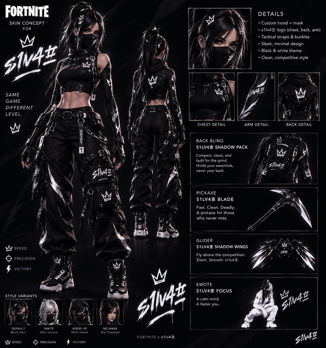 SK24867's tweet photo. @Fortnite  skin concept called s1lv4 username is s1lv4亗 thank you for your time and i really love the game https://t.co/hCGYzryGbX