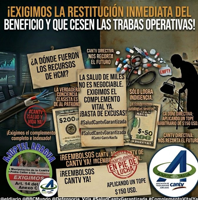MarcoCeballo's tweet photo. #21Sept Exigimos Respuestas a #CANTV son #85Dias Los #JubiladosCantvEnLucha  solo estamos Recibiendo 150$,Maranela Minguet Ud. es la Responsable Por qué el pago no está completo #RestituyanElBono a $200 Urgente @CNNEE @DIFUNDELOYA @SebastianaSin @NeptaliFF @la_katuar @NituPerez https://t.co/97VSRokhtn