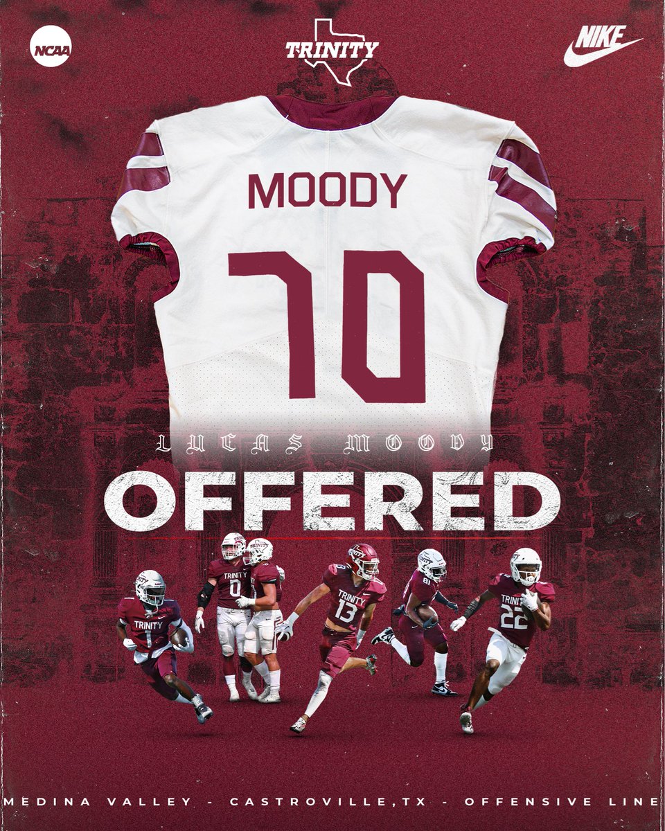 moodylucas70's tweet photo. After a great chat with @JerhemeUrban83  at Trinity University, I am excited to have received an offer to play football. Thank you Coach Urban and @CoachGezella so much for your time and the tour of the campus. Much appreciated. https://t.co/FHJqvCpJge