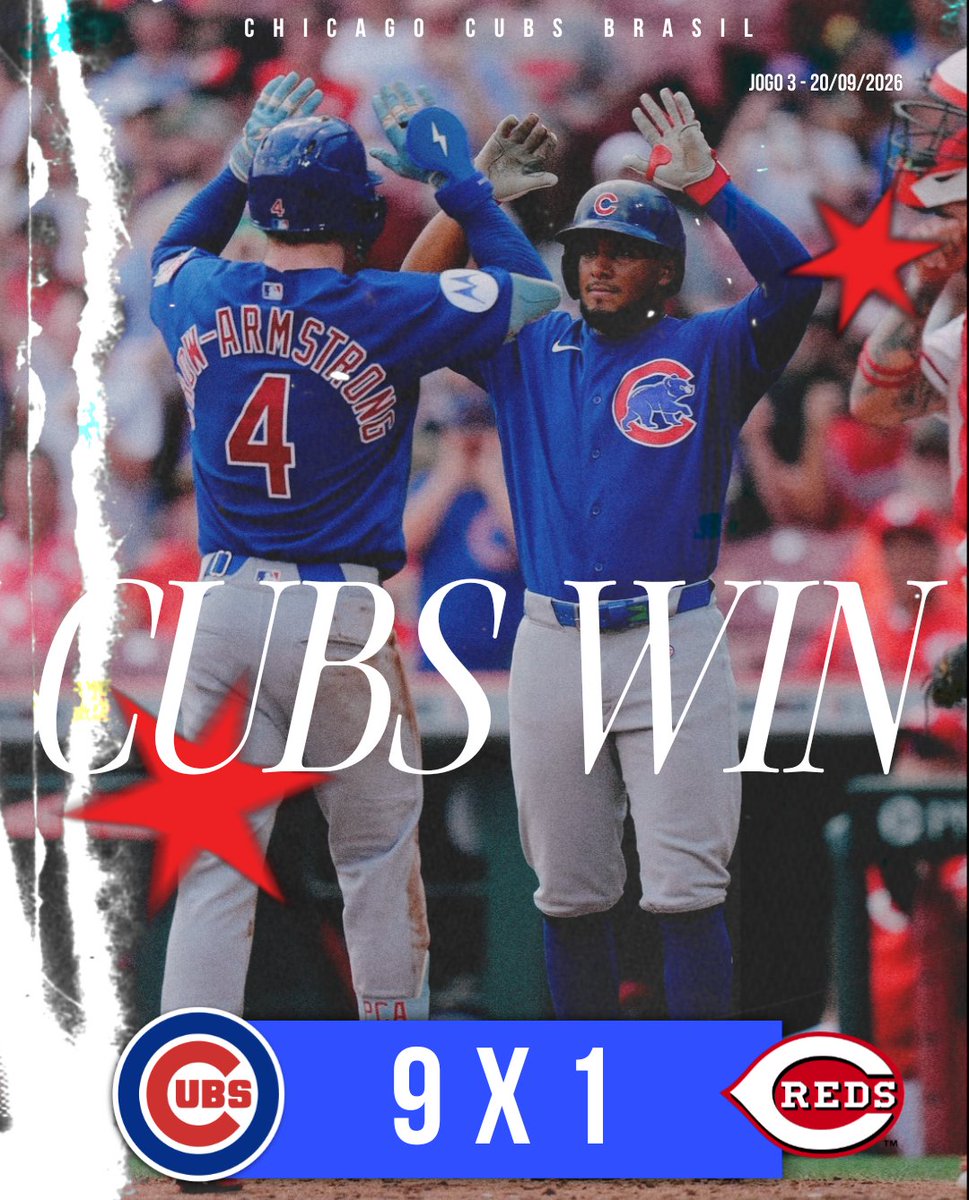 CubsBrasil_'s tweet photo. CUBS WIN! CUBS WIN! CUBS WIN!
VITÓRIA E SÉRIE VENCIDA NO ÚLTIMO JOGO!
Pete Crow Armstrong chegou a seu 45° home run na temporada e na 38° em base roubadas.
#GoCubsGo #Cubs
#CubsBrasil #MLBnoBrasil https://t.co/Y0qxhKHS3u