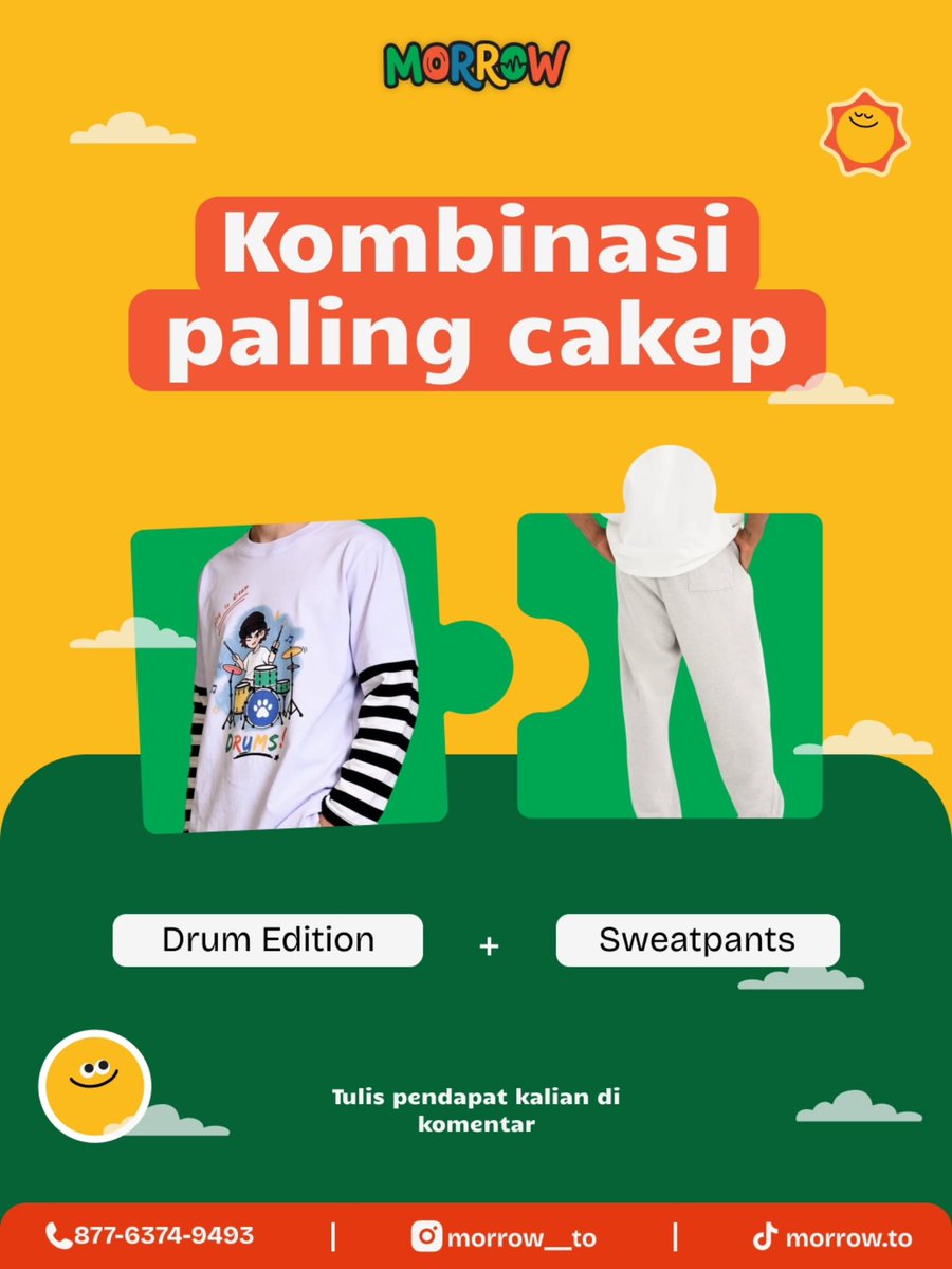 06rush90's tweet photo. Kombinasi MORROW Drum Edition dan sweatpants yang nyaman untuk dipakai sehari-hari, tapi tetap stylish. Menurut kamu, cocok nggak? https://t.co/QVuq3WMPwh