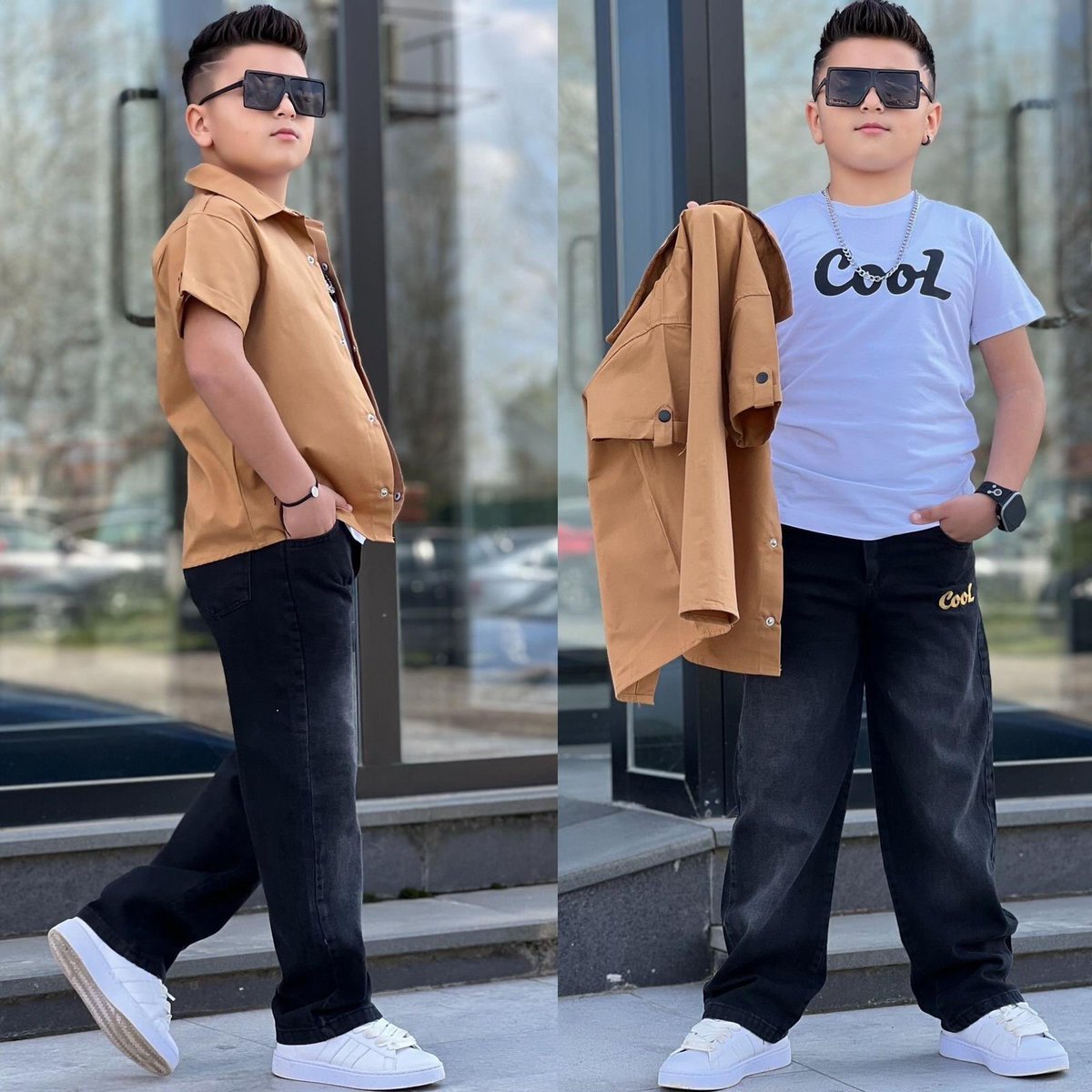 quodeshlv's tweet photo. Cool vibes only. Three-piece set: T-shirt, shirt, and jeans—perfect for your little trendsetter. Sizes 4–14 years. DM or WhatsApp 78 868 280 to order. https://t.co/i5kNP0mUof