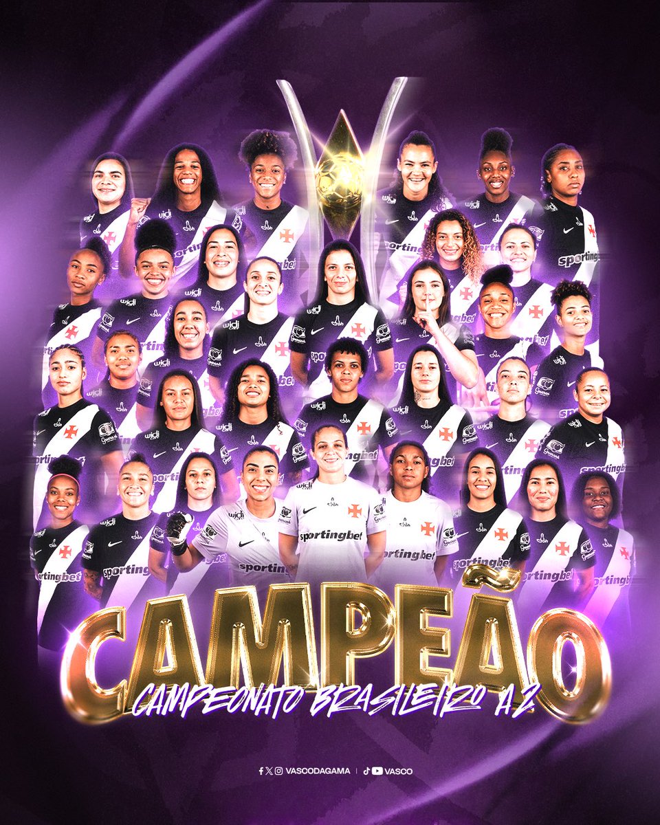 vasco_feminino's tweet photo. AS CAMPEÃS DA COLINA! 🏆💜💢

O VASCO DA GAMA CONQUISTA O TÍTULO DO BRASILEIRÃO FEMININO A2 EM SÃO JANUÁRIO! 

#VascoDaGama #MeninasDaColina https://t.co/bCIau9wdNT