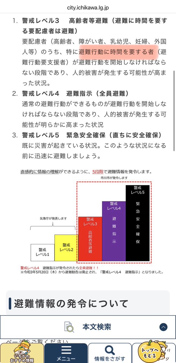 motoyawata__bot's tweet photo. 市川市、警戒レベル3が出ましたね…！
避難に時間が掛かる人は避難し始めてねという合図です、移動に心配な家族がいる方はご検討を！避難所は既にいくつか開いています！

Yahoo防災アプリ
https://t.co/eAMeyIXIS6
市川市公式LINE
https://t.co/hvUotLKwsq https://t.co/5LOqb2aqGw