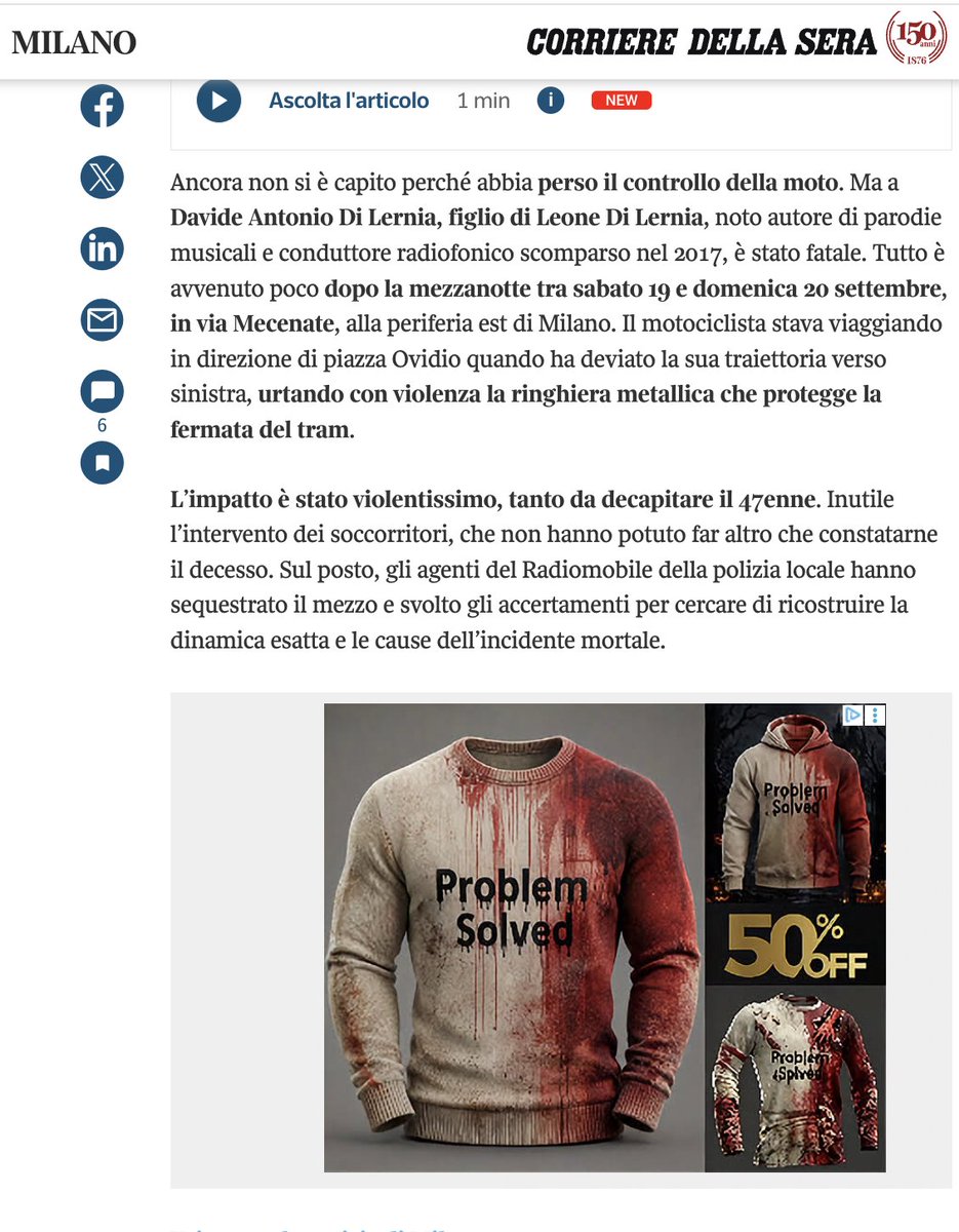 BeSmart4World's tweet photo. @Corriere Magari fate attenzione a come posizionate le pubblicità #disgusting @Corriere https://t.co/zB2njshqIJ