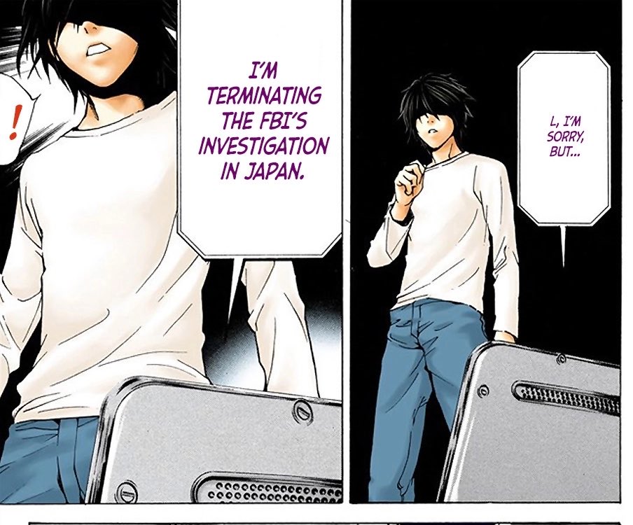 perriwinkley's tweet photo. what was up with the crotch zoom-ups here lmao… L Lawliet pull down your pants for me real quick https://t.co/ZaMf9ONgmg
