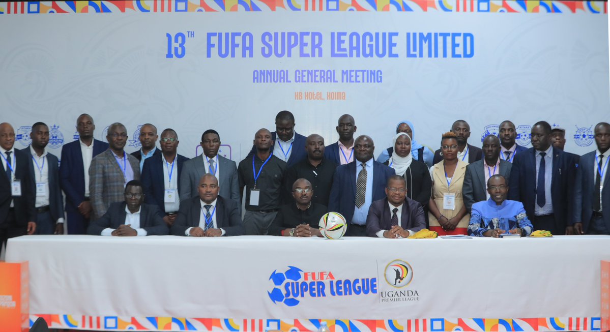 UPL's tweet photo. A collective moment at the close of the 13th FUFA Super League Limited (FSLL) Annual General Meeting in Hoima City on Saturday 19th September 2026.
#13thFSLLAGM https://t.co/UouqxAJP4v