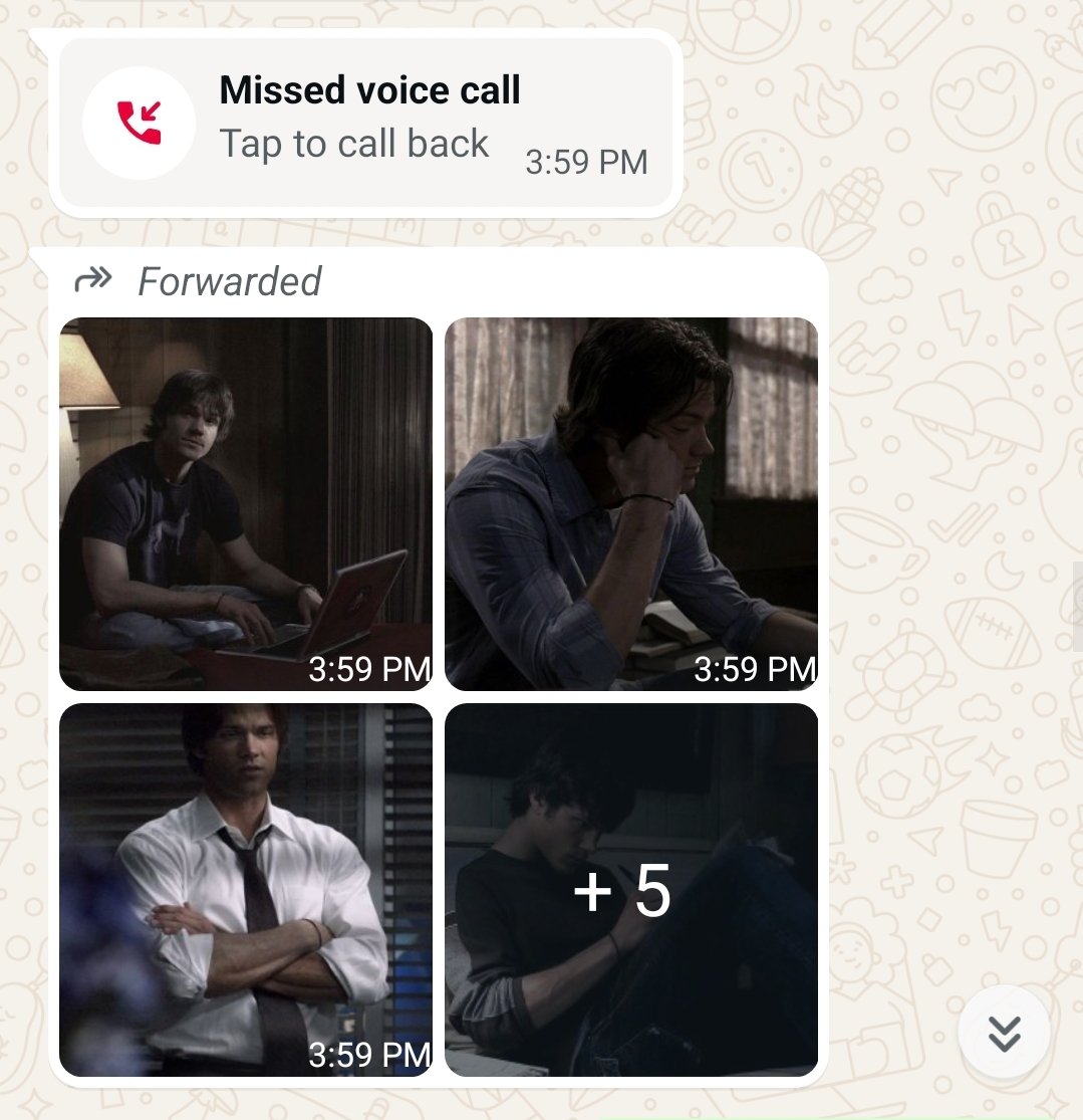 pompnostyle's tweet photo. I'm really bad at picking up my phone or checking my messages so my mom sends me pictures of Sam winchester to get my attention https://t.co/5V3al3GbPD