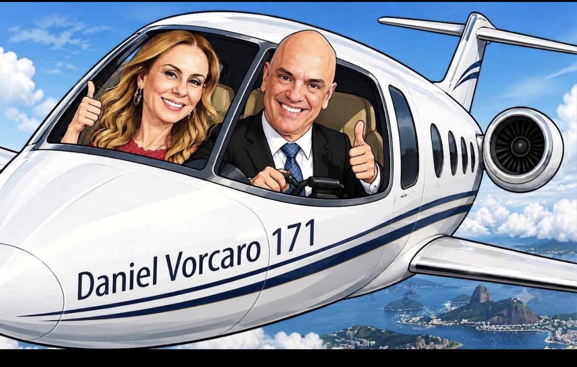 patyfantinati's tweet photo. Que dizer então que era o Vorcaro que viajava no jatinho de Vivi e Moraes? Em que lugar do mundo um juiz de suprema corte é dono de jato particular 🤔 https://t.co/RaMcaYs5al