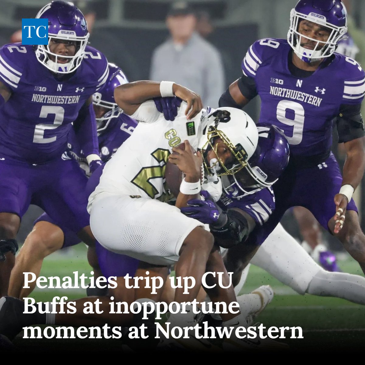 TimesCall's tweet photo. Penalties trip up CU Buffs at inopportune moments at Northwestern https://t.co/WXIOFA9xNV https://t.co/yQYgBcu2Bc