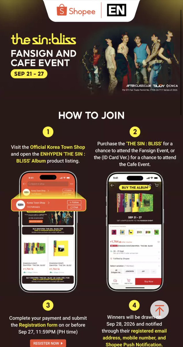 ksncrown's tweet photo. GUYS WAKE UP THE SHOPEE X ENHYPEN FANSIGN AND CAFE EVENT MECHANICS ARE HERE 😭😭😭 https://t.co/mboDQWushz