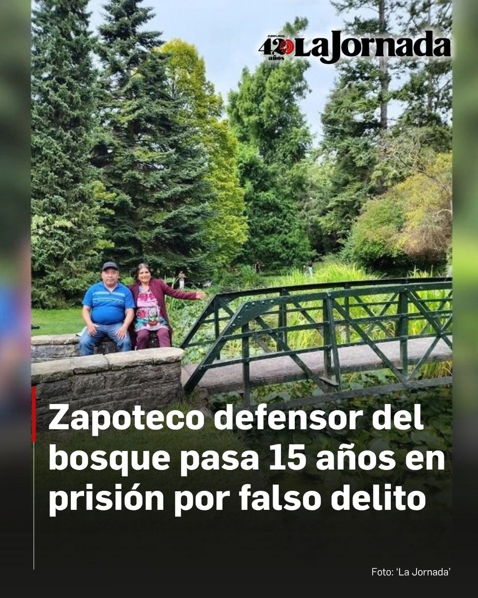 lajornadaonline's tweet photo. ❎ Al campesino indígena zapoteco Pablo López Alavez, la defensa del bosque durante 20 años le ha costado mucho: primero, la persecución de las multinacionales y el gobierno que se benefician de la tala de árboles; luego, ser encarcelado durante 15 años por un delito que no cometió; después, el desplazamiento forzado de su familia y, finalmente, el sufrimiento permanente de ver la devastación ecológica de la tierra que habitó.

Criminalizado por luchar por el territorio en Oaxaca, López pide que el Estado repare el daño.

Lee más aquí 👇
https://t.co/XEpgqKJKqX