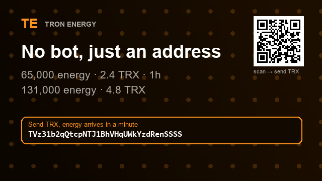 Adanetamz's tweet photo. Ever had USDT stuck because you were out of TRX?

65,000 energy · 2.4 TRX · 1h
4.8 TRX → 131,000 energy

Address : TVz31b2qQtcpNTJ1BhVHqUWkYzdRenSSSS

Energy is delegated automatically ⏰
#cryptocash #daytrading https://t.co/Ys3D5iW3c5