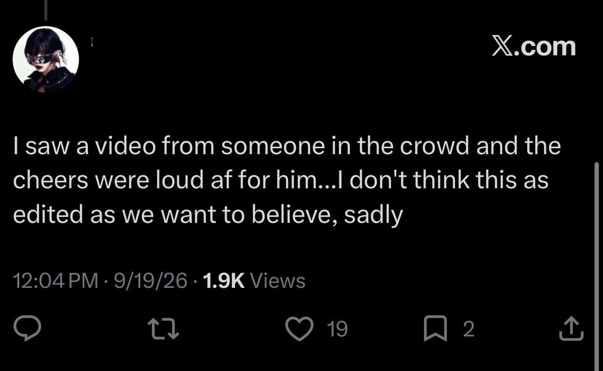 _soohyuniie_'s tweet photo. Even some of the haters who were actually at the venue testified that the cheering for him was LOUD. Yet, the morons on X are pushing another ridiculous false narrative that “they added fake background cheers.” LMAO. It’s always a new conspiracy theory with you idiots. 

Y’all made entire hashtags demanding that he be removed from the 2026 TMA Awards, and all the nugu fandoms, whose idols benefit hugely from being invited to events with such large audiences and getting the opportunity to be seen on a mainstream platform, jumped right on the boycott bandwagon. Glad to see the organizers paying them absolutely no mind. LMAO.

The funniest part? The same people screaming “BOYCOTT” were right there, tuning in to the livestream on X, where nearly 400K people were watching. 😭😂

Some of y’all’s performative outrage is beyond embarrassing. You spent all that time screaming into the void, convinced your hashtags meant something, only to end up watching the very show you swore you were boycotting. All that noise just to prove that your little X echo chamber isn’t the real world.
