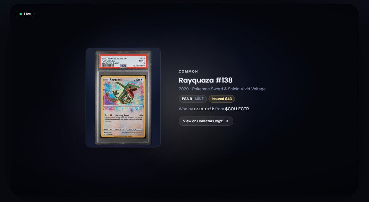 collectrgg's tweet photo. Latest pull from the $COLLECTR community: PSA 9 Rayquaza. 

https://t.co/4GLbN2mDZm

kkfhrRkYhft8fJArWZ2Q3Gm9DE435DpLH9CRxjuRXtv https://t.co/wTFfqGYwmp