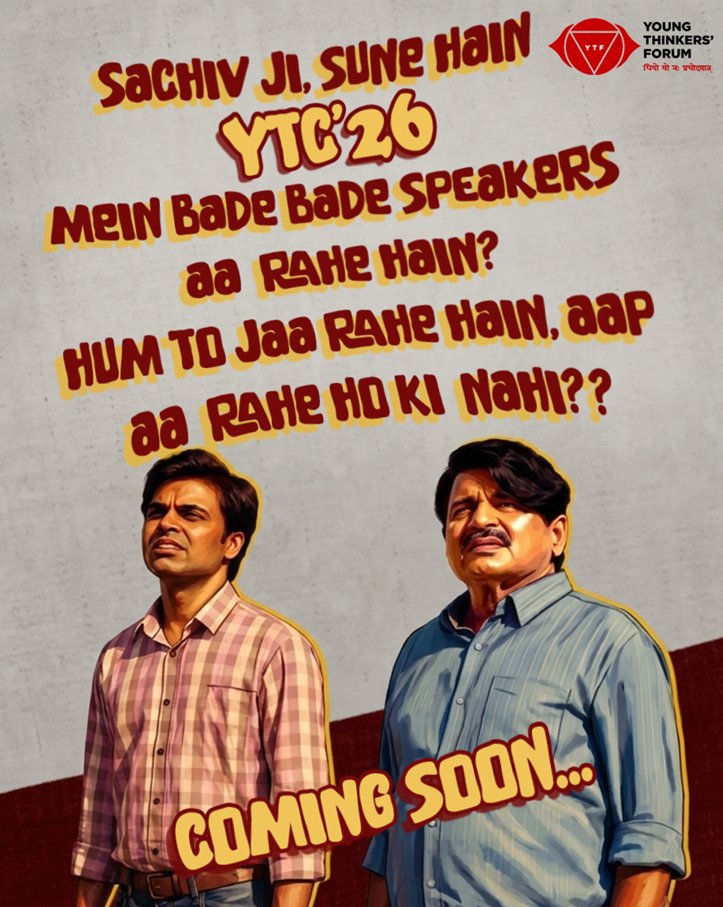 YTFbhopal's tweet photo. Guess the dates? 👀🗓️
Ideas, Debates, Discussions are loading...
YTC’26 is going to happen soon... 🔥
But can you guess when? 👀
Drop your guess in the comments. 👇
#YTC26 #YoungThinkersConfluence #YTF #GuessTheDates #ComingSoon #Gwalior https://t.co/W0DDcraS24