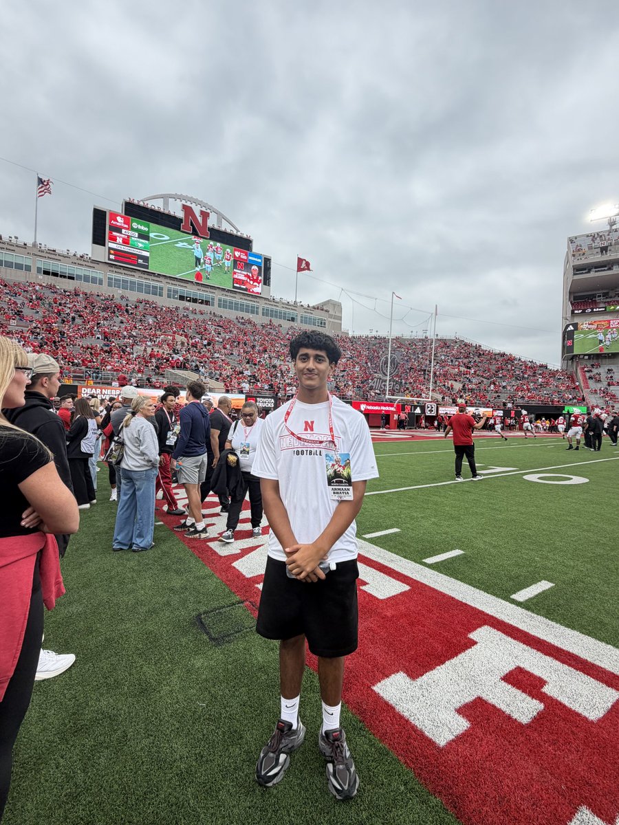 ArmaanBhatia31's tweet photo. So grateful to check out gameday @HuskerFootball this weekend!#GBR  @CoachMattRhule @_CoachGThomas @CoachMattPearce 

@GregBiggins @adamgorney @ChadSimmons_ @AllenTrieu @BrandonHuffman @samspiegs @3dqb_SoCal @Daevon_Vigilant @TimVerghese @BryanMunson_ @Bobby_Schneid https://t.co/BB0XIFTEAy