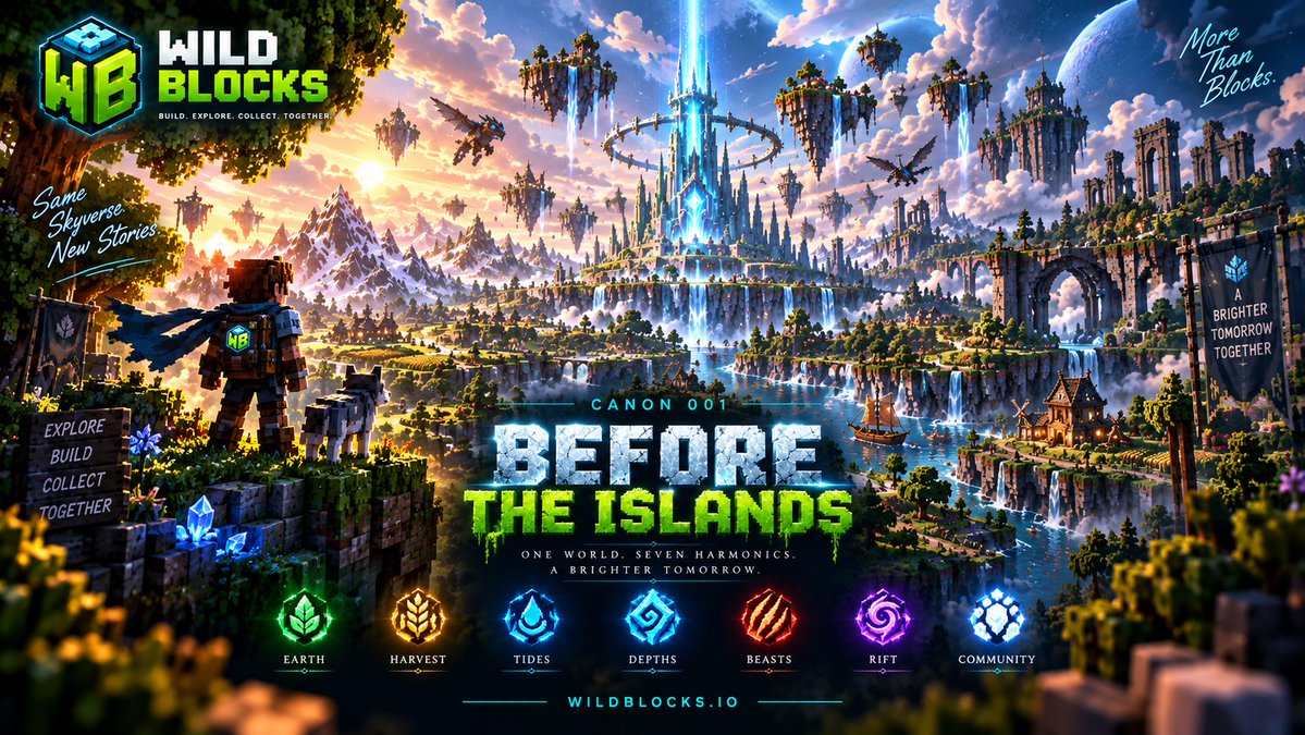 wildblocksX's tweet photo. 🌎 WILD BLOCKS CANON 001 — BEFORE THE ISLANDS

Before the Skyverse fractured… there was only one world.

Before the floating islands.
Before the Rift.
Before the world we know today.
Wild Blocks was connected.
And at its center stood something ancient.

✦ THE FIRSTLIGHT CORE ✦

🧵👇 1/4