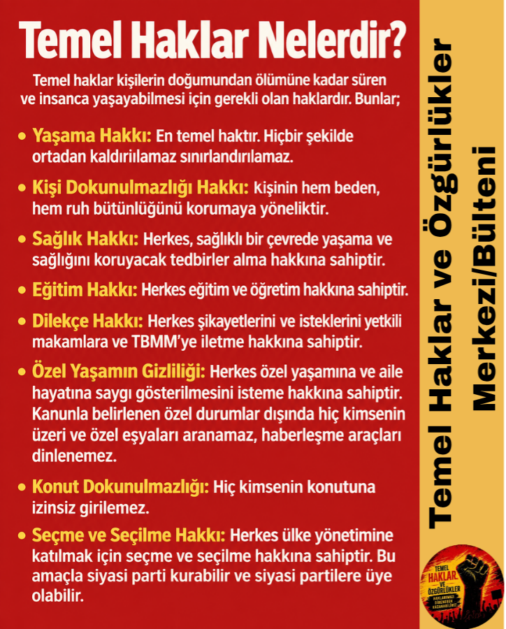 TemelHklrResm8's tweet photo. Temel Haklar ve Özgürlükler Merkezi7Bülteni;

"Temek haklar kişilerin doğumundan ölümüne kadar süren ve insanca yaşayabilmesi için gerekli olan haklardır." https://t.co/mjnnr8VWSl