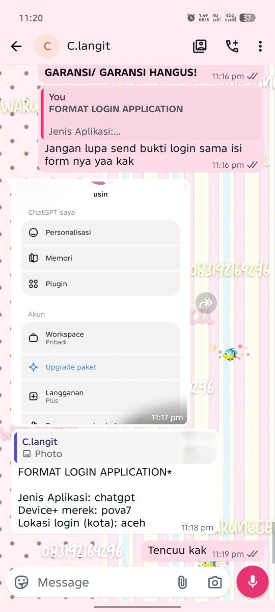 warungcel's tweet photo. Testi 19/09 

: gpt plus 7 hari https://t.co/0ZFbC8AlUQ