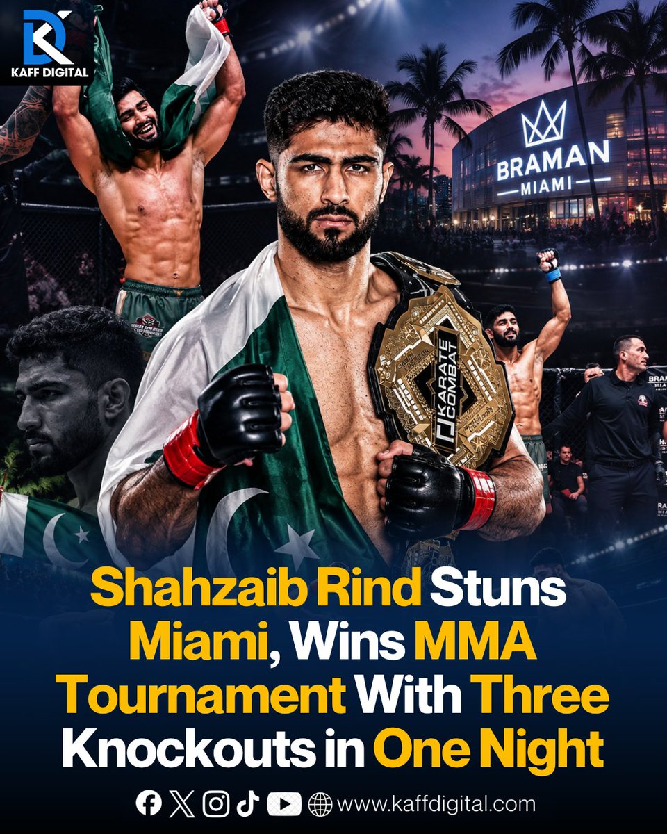 KaffDigital's tweet photo. #ShahzaibRind Makes #Pakistan Proud by Winning Miami #MMA Tournament with Three Knockouts in One Night
#ShahzaibRind #MMA #MMAChampion #MMAFighter #PakistanPride #KaffDigital https://t.co/tGsadR1hRi