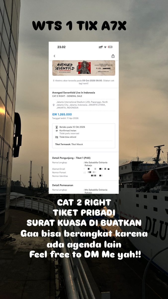 bvlgarimann's tweet photo. WTS 1 TIX A7x 
CAT 2 RIGHT
TIKET PRIBADI
DIURUSKAN SURAT KUASANYA
TIBA2 GJD BERANGKAT KRN GA DPT CUTI
HIT ME BY DM https://t.co/AlFZhoGUxU