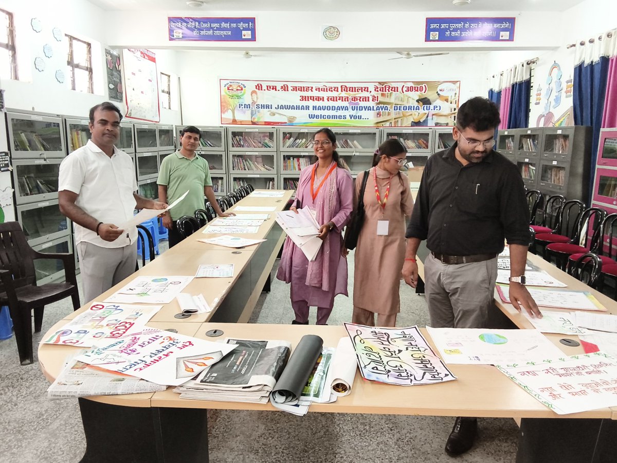PMSJnvDeoria's tweet photo. On 19/09/2026, JNV Deoria organized a Slogan Writing Competition on “Nasha Mukt Yuva for Viksit Bharat” Ppl Dr D.K Trivedi graced the event, coordinated by J.K. Singh Lib &amp; SK Prajapati Art. Students participated enthusiastically, spreading awareness for a drug-free India @NVS_HQ https://t.co/dRoUrPqs0O