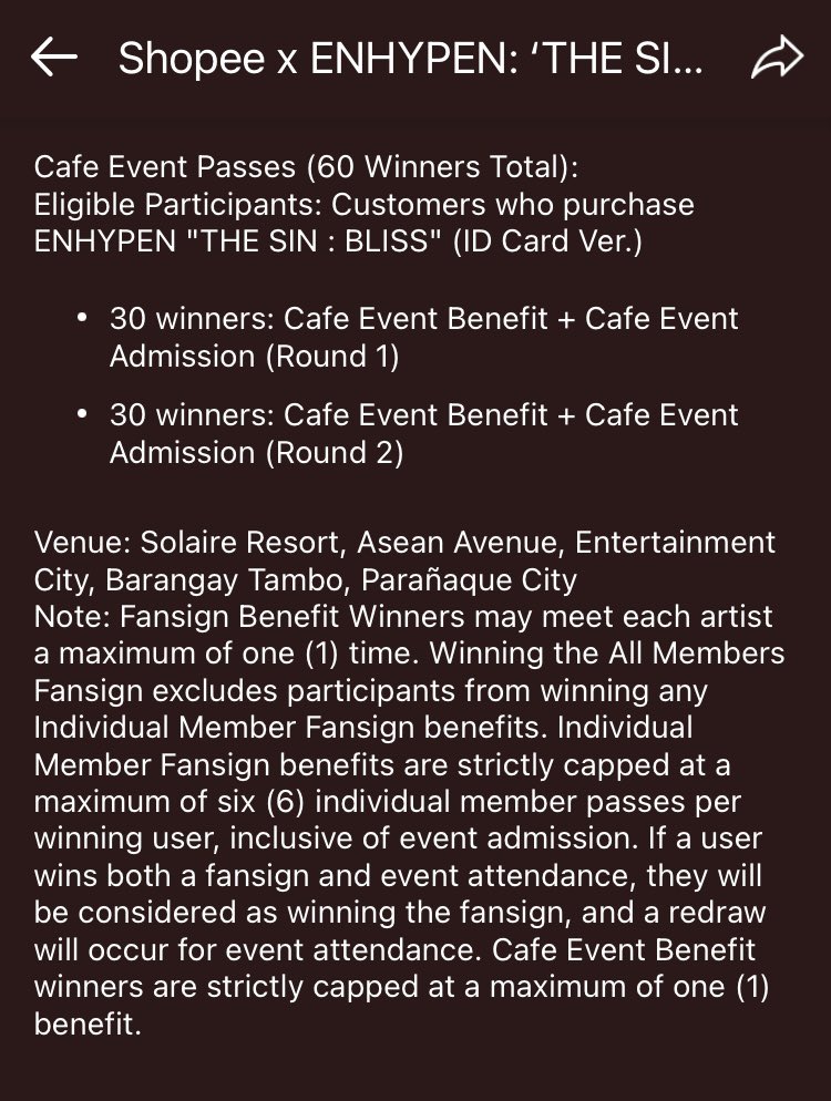 misolhelianthus's tweet photo. total of 1546 winners 

- 1486 winners for fansign event passes
- 60 winners for cafe fansign event passes

OMG!! and the venue will be in solaire resort❤️‍🔥 https://t.co/GTW4mfA1lc