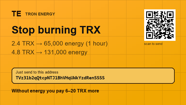 ArdathKelktm9l's tweet photo. ☆ Hesitating before every withdrawal because of fees?

2.4 TRX → 65,000 energy (1 hour)

Address : TVz31b2qQtcpNTJ1BhVHqUWkYzdRenSSSS

Energy is delegated automatically
#TRONfee #cryptodeposit https://t.co/ANhsO69dQc